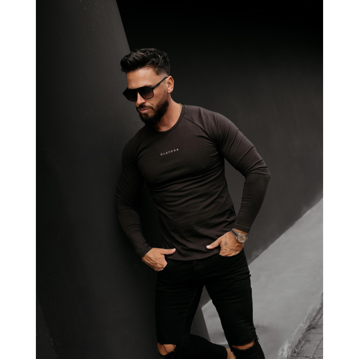 BLUZKA T-SHIRT MĘSKI LONGSLEEVE OLAVOGA MEN CLEAR BROWN