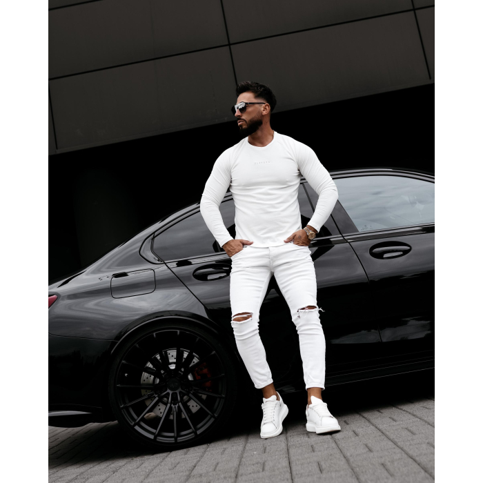 BLUZKA T-SHIRT MĘSKI LONGSLEEVE OLAVOGA MEN CLEAR ECRU