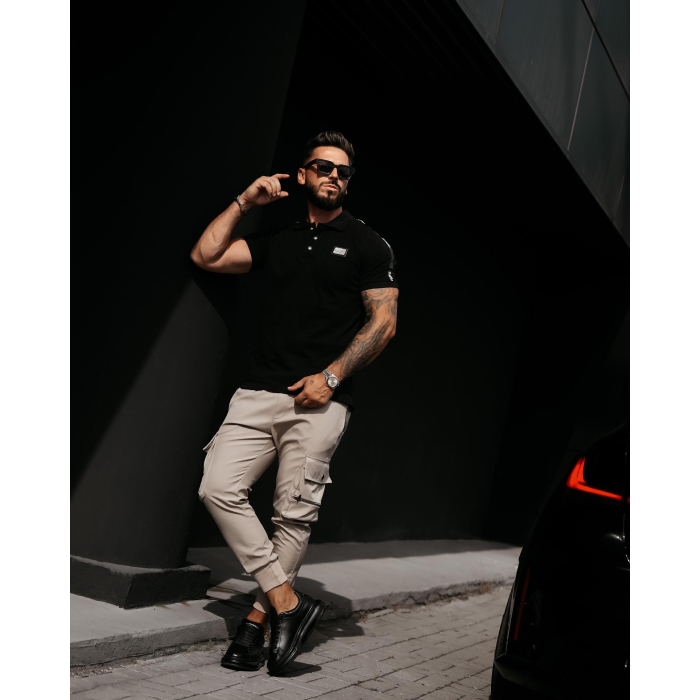 BLUZKA T-SHIRT MĘSKI POLO OVERSIYE OLAVOGA MEN BALARDI BLACK