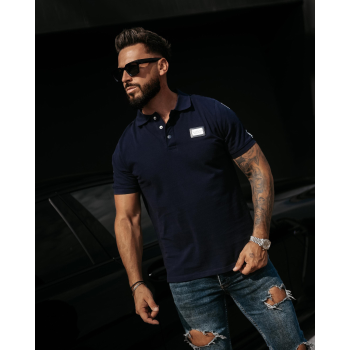 BLUZKA T-SHIRT MĘSKI POLO OVERSIYE OLAVOGA MEN BALARDI NAVY BLUE