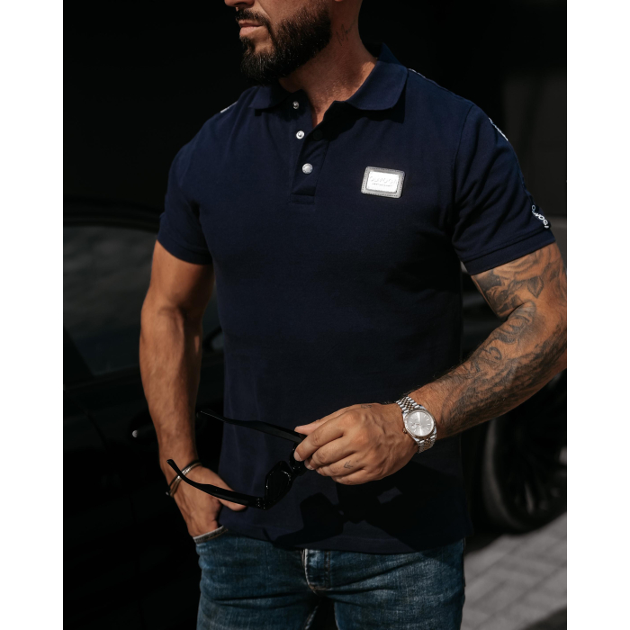 BLUZKA T-SHIRT MĘSKI POLO OVERSIYE OLAVOGA MEN BALARDI NAVY BLUE