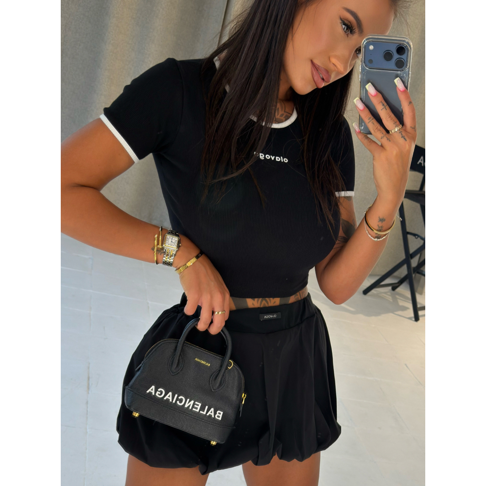 BLUZKA T-SHIRT OLAVOGA MALIA BLACK ECRU