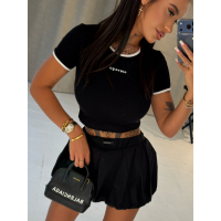BLUZKA T-SHIRT OLAVOGA MALIA BLACK ECRU