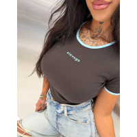 BLUZKA T-SHIRT OLAVOGA MALIA BROWN-BABY BLUE
