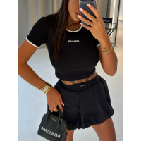 BLUZKA T-SHIRT OLAVOGA MALIA BLACK ECRU