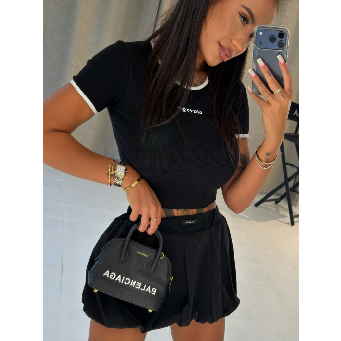 BLUZKA T-SHIRT OLAVOGA MALIA BLACK ECRU