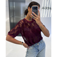 BLUZKA T-SHIRT OVERSIZE OLAVOGA CIRCULAR WINE