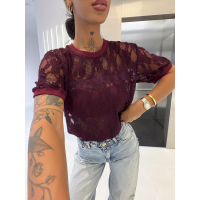 BLUZKA T-SHIRT OVERSIZE OLAVOGA CIRCULAR WINE