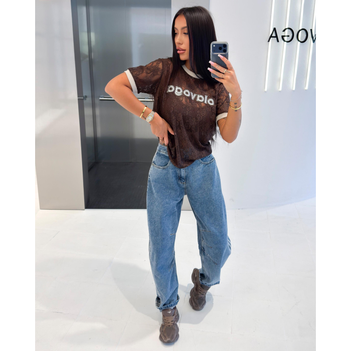 BLUZKA T-SHIRT OVERSIZE OLAVOGA CIRCULAR BROWN