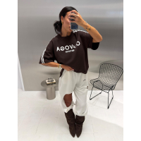 BLUZKA T-SHIRT OVERSIZE OLAVOGA KALMA BROWN