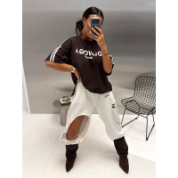 BLUZKA T-SHIRT OVERSIZE OLAVOGA KALMA BROWN