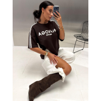 BLUZKA T-SHIRT OVERSIZE OLAVOGA KALMA BROWN
