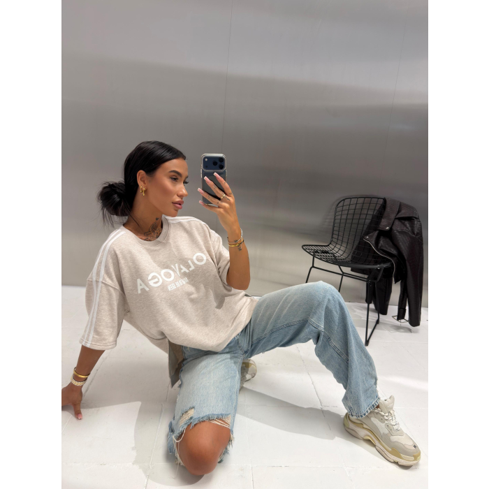 BLUZKA T-SHIRT OVERSIZE OLAVOGA KALMA MELANGE