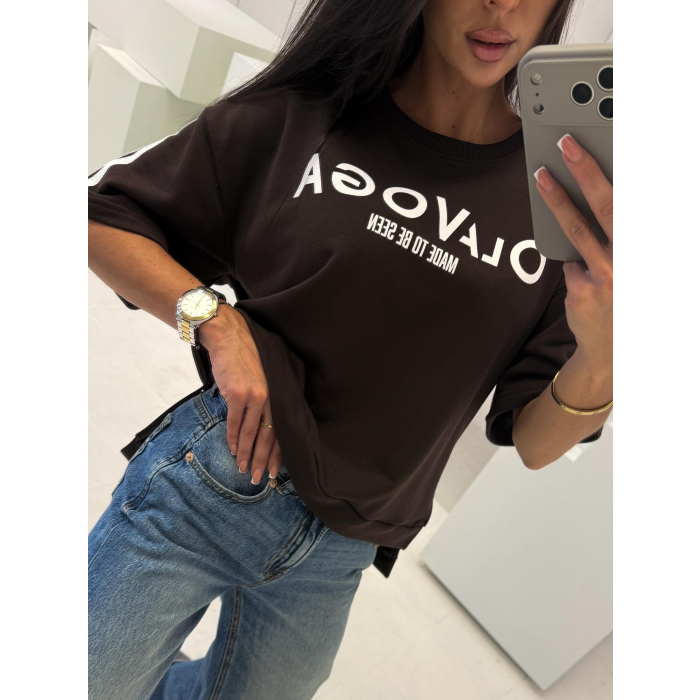 BLUZKA T-SHIRT OVERSIZE OLAVOGA KALMA BROWN