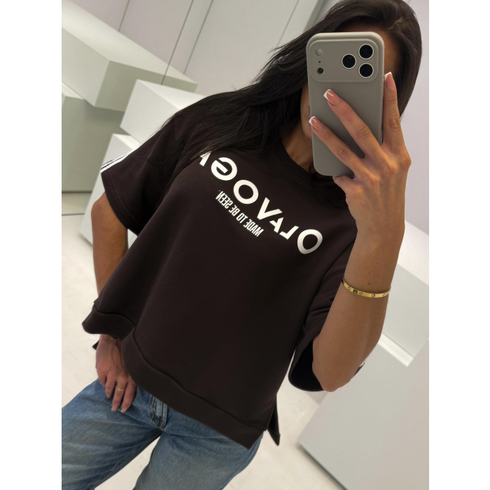 BLUZKA T-SHIRT OVERSIZE OLAVOGA KALMA BROWN