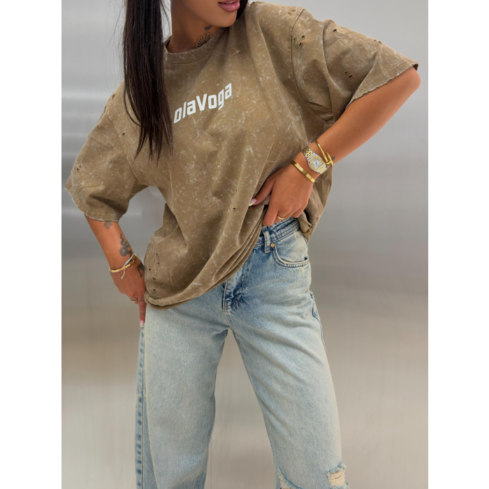 BLUZKA T-SHIRT OVERSIZE OLAVOGA STREET CLASSIC BEIGE