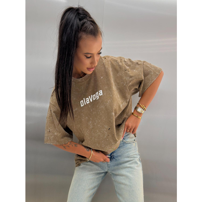 BLUZKA T-SHIRT OVERSIZE OLAVOGA STREET CLASSIC BEIGE