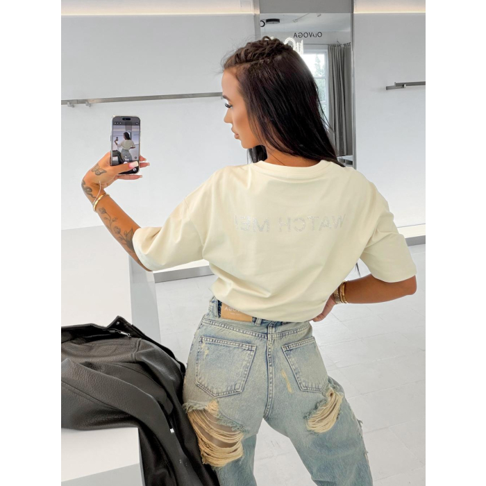 BLUZKA T-SHIRT OVERSIZE OLAVOGA VERDI ECRU