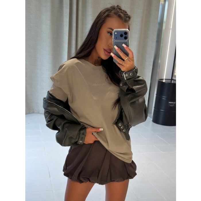 BLUZKA T-SHIRT OVERSIZE OLAVOGA VERDI TAUPE