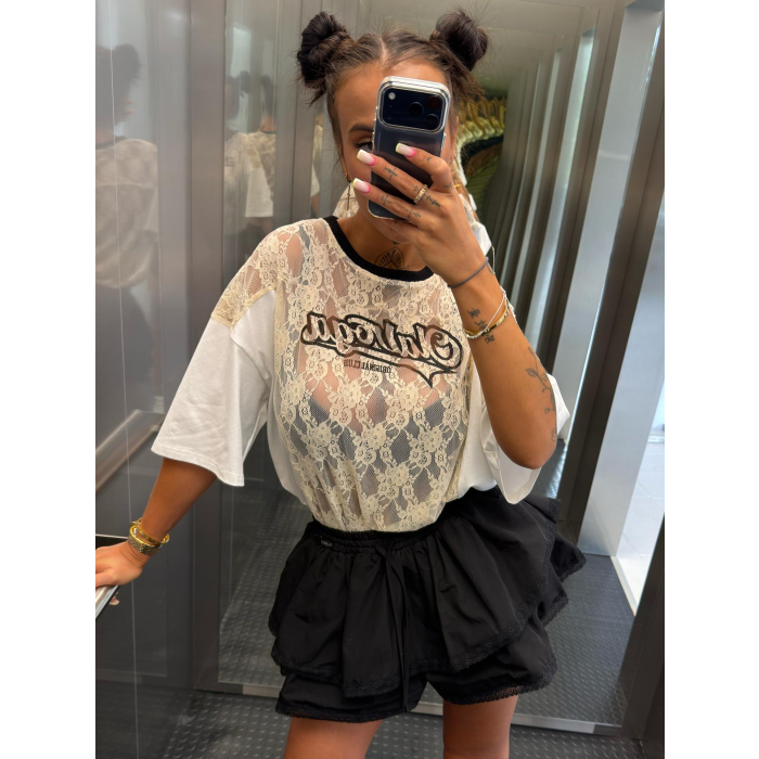 BLUZKA T-SHIRT OVERSIZE OLAVOGA VIRELLA ECRU