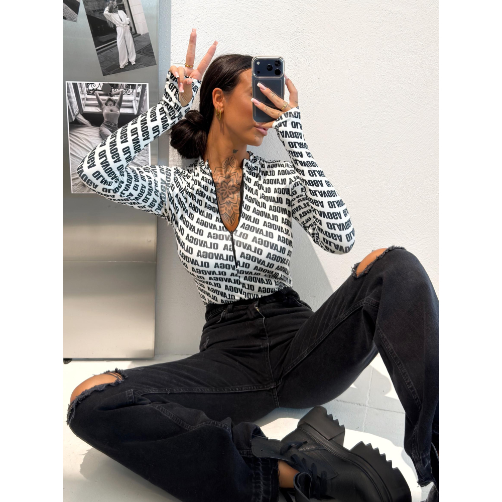 BODY DAMSKIE MODELUJĄCE NA SUWAK LOGOWANE OLAVOGA LOYAL ECRU-BLACK BODY DAMSKIE MODELUJĄCE NA SUWAK LOGOWANE OLAVOGA LOYAL ECRU-BLACK