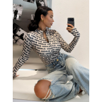 BODY DAMSKIE MODELUJĄCE NA SUWAK LOGOWANE OLAVOGA LOYAL BEIGE-BLACK