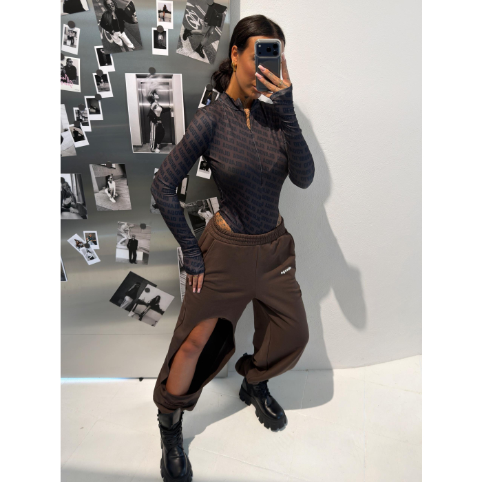 BODY DAMSKIE MODELUJĄCE NA SUWAK LOGOWANE OLAVOGA LOYAL BROWN-BLACK