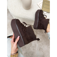 BUTY DAMSKIE ŚNIEGOWCE SKÓRZANE FUTERKO OLAVOGA SHOES GRANDA BROWN