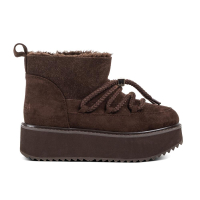 BUTY DAMSKIE ŚNIEGOWCE SKÓRZANE FUTERKO OLAVOGA SHOES GRANDA BROWN