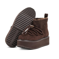 BUTY DAMSKIE ŚNIEGOWCE SKÓRZANE FUTERKO OLAVOGA SHOES GRANDA BROWN