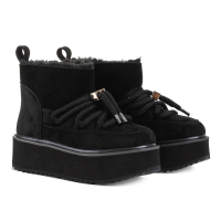 BUTY DAMSKIE ŚNIEGOWCE SKÓRZANE FUTERKO OLAVOGA SHOES GRANDA BLACK