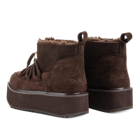 BUTY DAMSKIE ŚNIEGOWCE SKÓRZANE FUTERKO OLAVOGA SHOES GRANDA BROWN