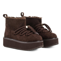 BUTY DAMSKIE ŚNIEGOWCE SKÓRZANE FUTERKO OLAVOGA SHOES GRANDA BROWN
