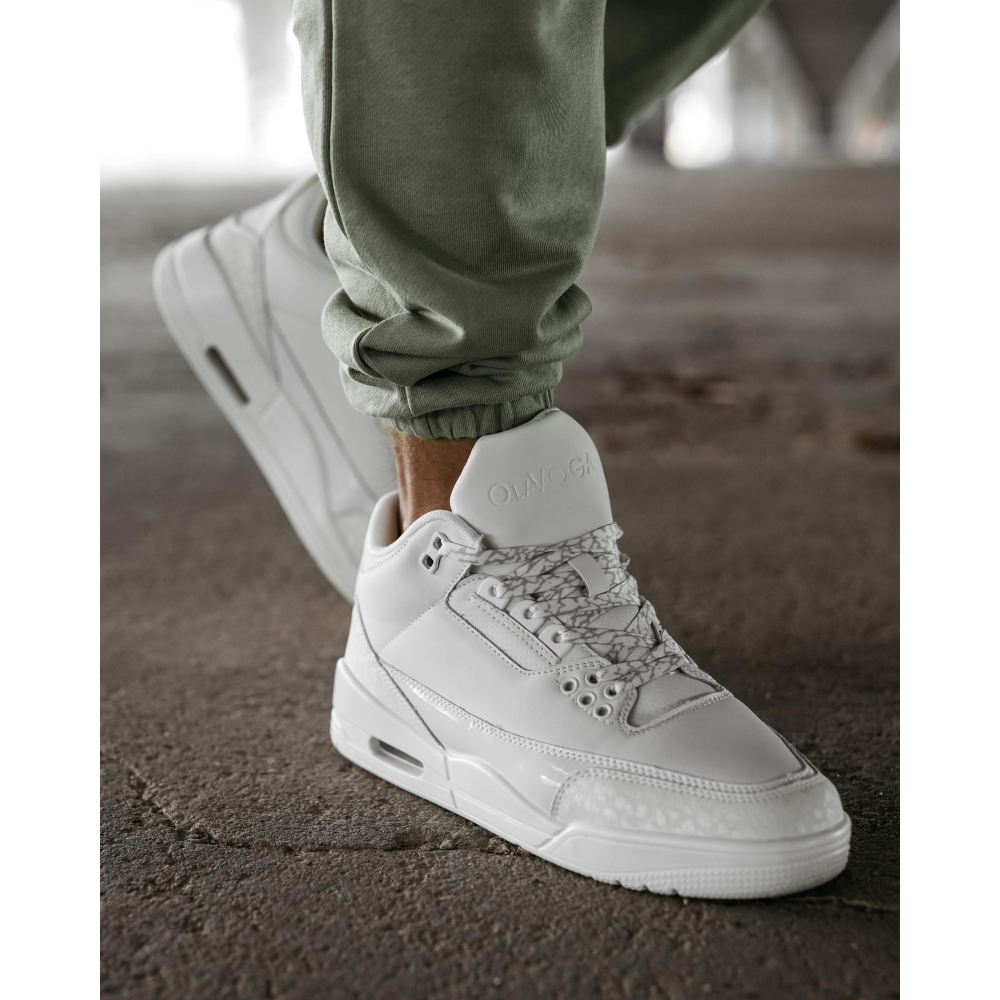 BUTY MĘSKIE SNEAKERSY NA GRUBSZEJ PODESZWIE OLAVOGA MEN SHOES JOKERY WHITE
