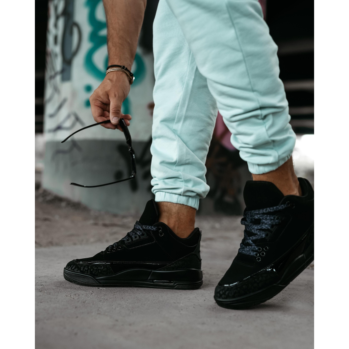 BUTY MĘSKIE SNEAKERSY NA GRUBSZEJ PODESZWIE OLAVOGA MEN SHOES JOKERY BLACK