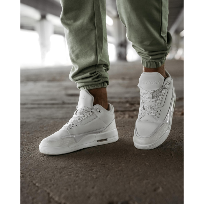 BUTY MĘSKIE SNEAKERSY NA GRUBSZEJ PODESZWIE OLAVOGA MEN SHOES JOKERY WHITE