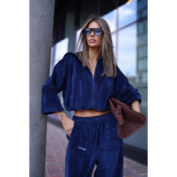 KOMPLET DAMSKI WELUROWY OLAVOGA AMBITION NAVY BLUE