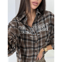 KOSZULA OVERSIZE DAMSKA KRATA OLAVOGA BARE BROWN