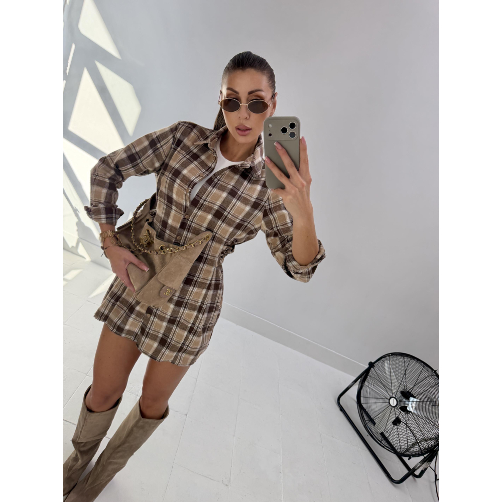 KOSZULA OVERSIZE DAMSKA KRATA OLAVOGA EXPRESS BEIGE