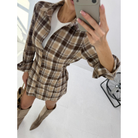 KOSZULA OVERSIZE DAMSKA KRATA OLAVOGA EXPRESS BEIGE