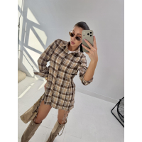 KOSZULA OVERSIZE DAMSKA KRATA OLAVOGA EXPRESS BEIGE