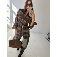KOSZULA OVERSIZE DAMSKA KRATA OLAVOGA EXPRESS BROWN