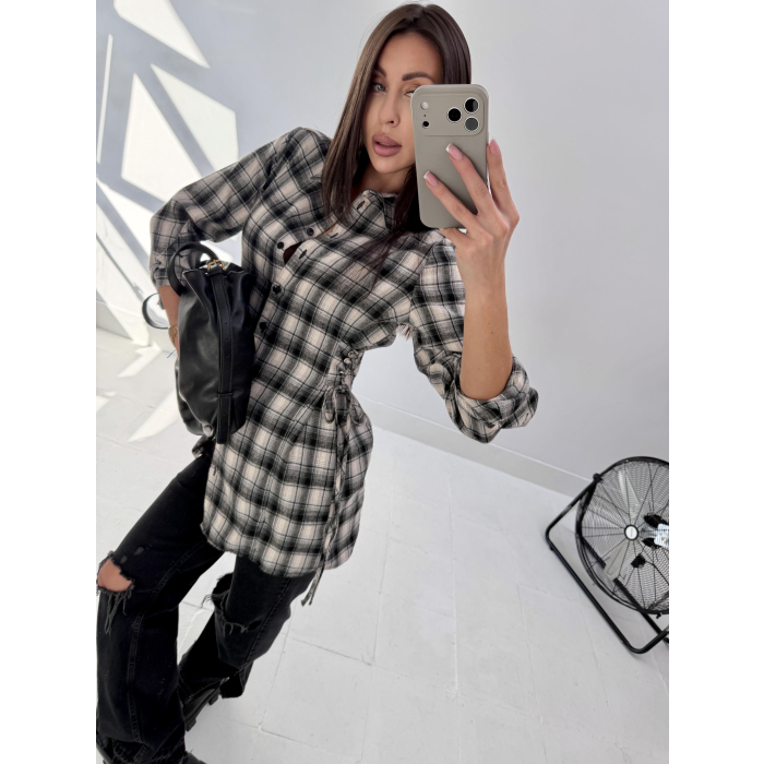 KOSZULA OVERSIZE DAMSKA KRATA OLAVOGA EXPRESS GRAY