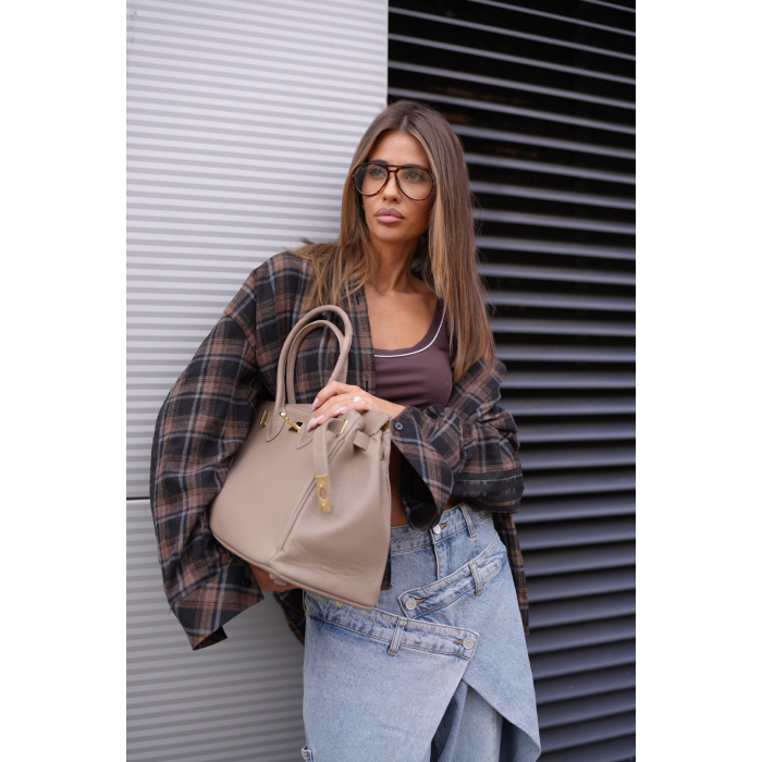 KOSZULA OVERSIZE DAMSKA KRATA OLAVOGA HYPE BROWN
