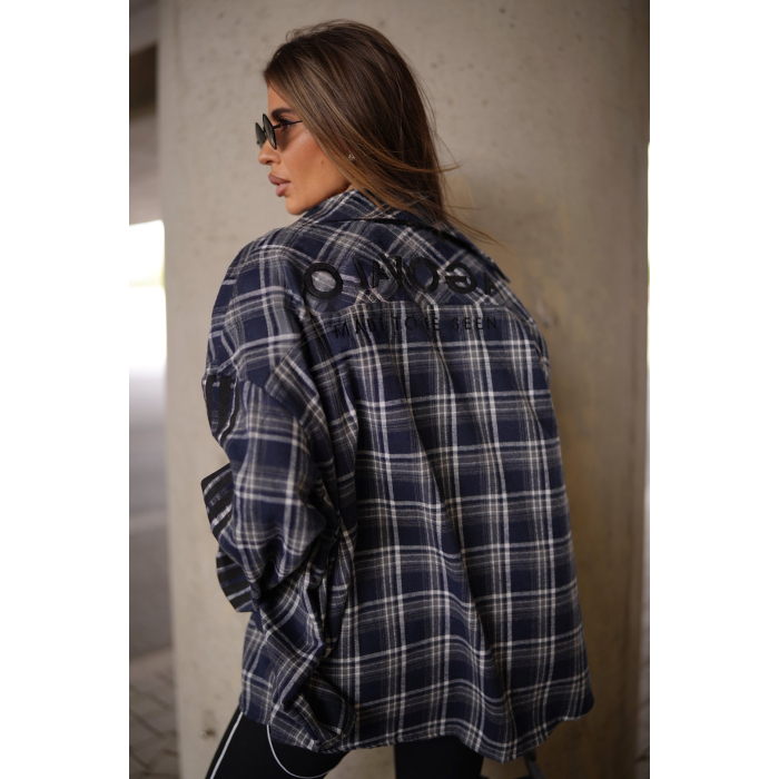 KOSZULA OVERSIZE DAMSKA KRATA OLAVOGA HYPE NAVY BLUE