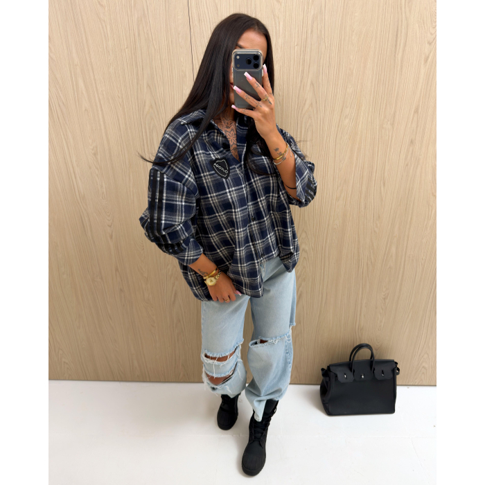 KOSZULA OVERSIZE DAMSKA KRATA OLAVOGA HYPE NAVY BLUE