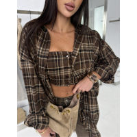 KOSZULA OVERSIZE DAMSKA KRATA OLAVOGA WAKE BROWN