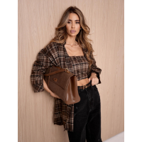 KOSZULA OVERSIZE DAMSKA KRATA OLAVOGA WAKE BROWN