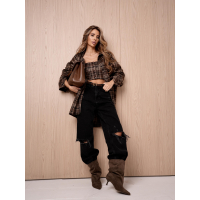 KOSZULA OVERSIZE DAMSKA KRATA OLAVOGA WAKE BROWN