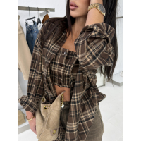 KOSZULA OVERSIZE DAMSKA KRATA OLAVOGA WAKE BROWN